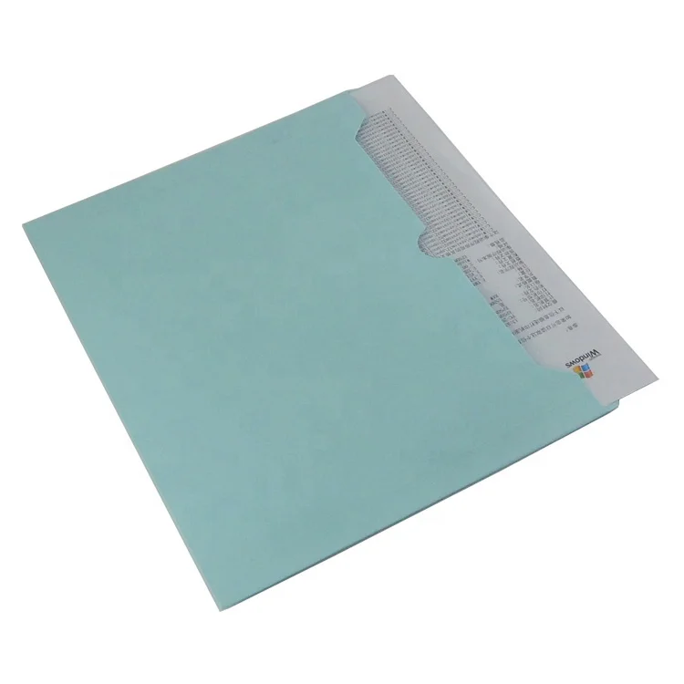 High-quality Low Price Customized Green Paper Manila Jacket Certificate File Bag as Document Holder
