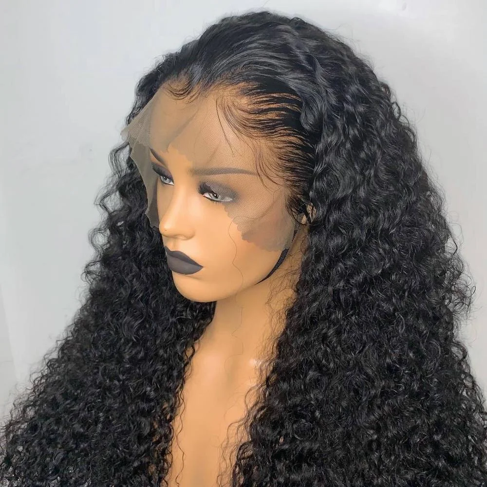 200% Density Heavy Lace Front Wig With Baby Hair Raw Virgin Cambodian Deep Curly Human Hair Wig 13*4 Swiss Lace