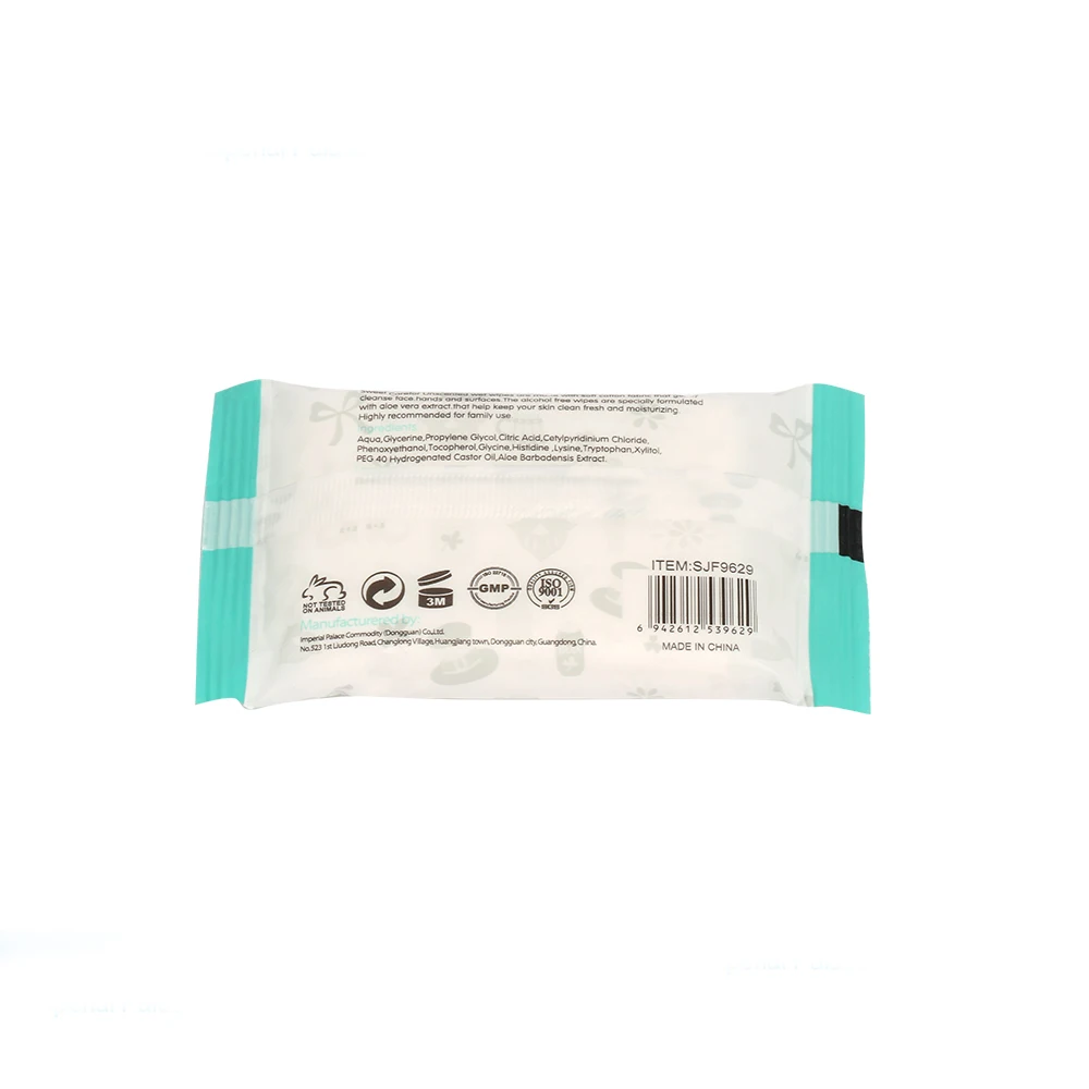 100% Biodegradable Cotton baby wipes travel size 8pcs Mini OEM cleansing wipes