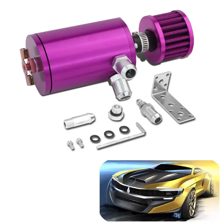 Aluminum Anodized Engine RED Oil Catch Tank High quality Can With Filter