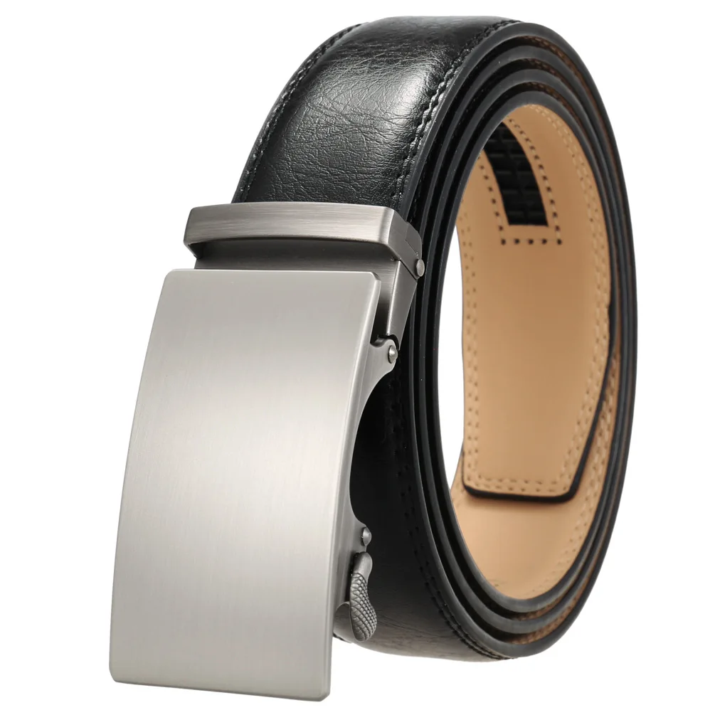 Factory Custom Genuine Leather Rachet Belt Men Leather Dress Belt with Automatic Buckle