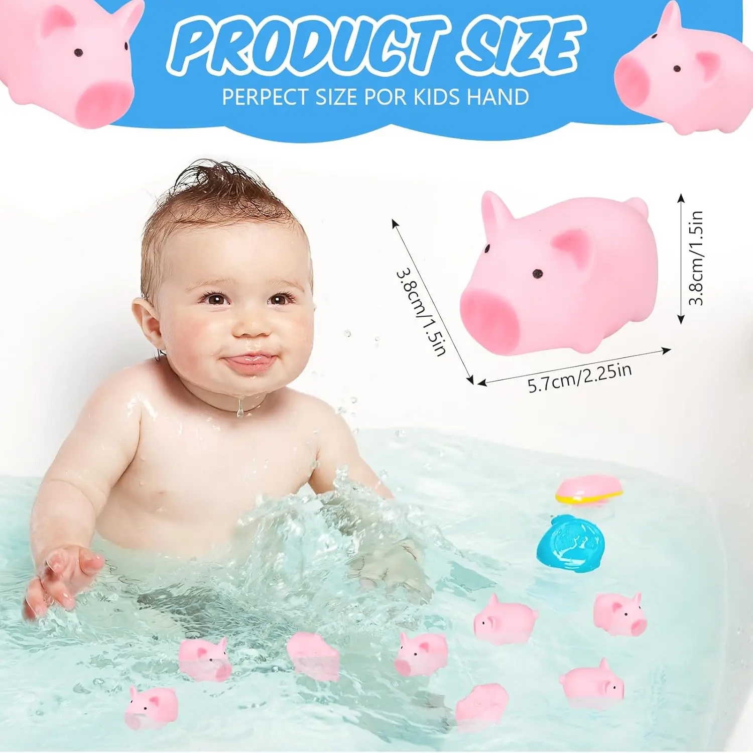 Custom Design 2 inch 1.5 inch Mini Cute Pvc Pink Pig Bath Toy baby Pink Pig Bath Toy funny Pink Pig Squeeze Toy For Kids