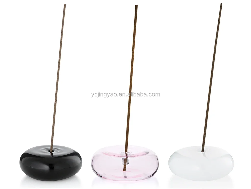 
Custom Made Heat Resistant Pink Colored Hollow Glass Pebble Incense Burner Stick Holder 