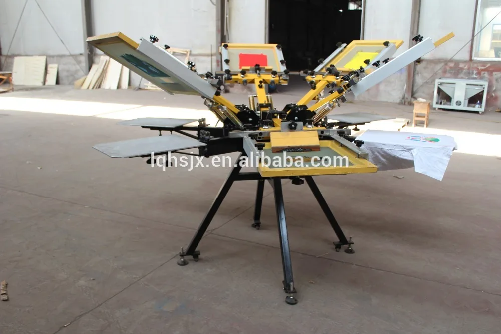 Full sets of 8 color 8 station t-shirt carousel silk screen printer with infrared flash dryer