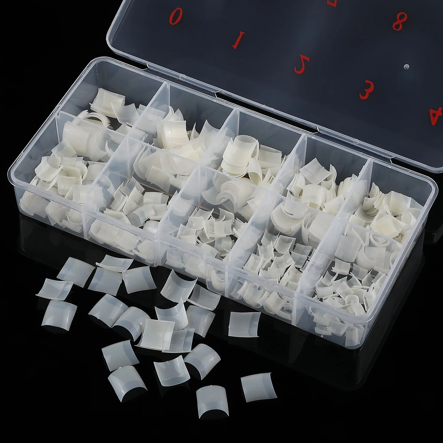 500Pcs/Box Short French Nails Half Cover Square False Artificial Acrylic Toe Nail Tips Plastic Toenails Foot Manicure Nail Tool