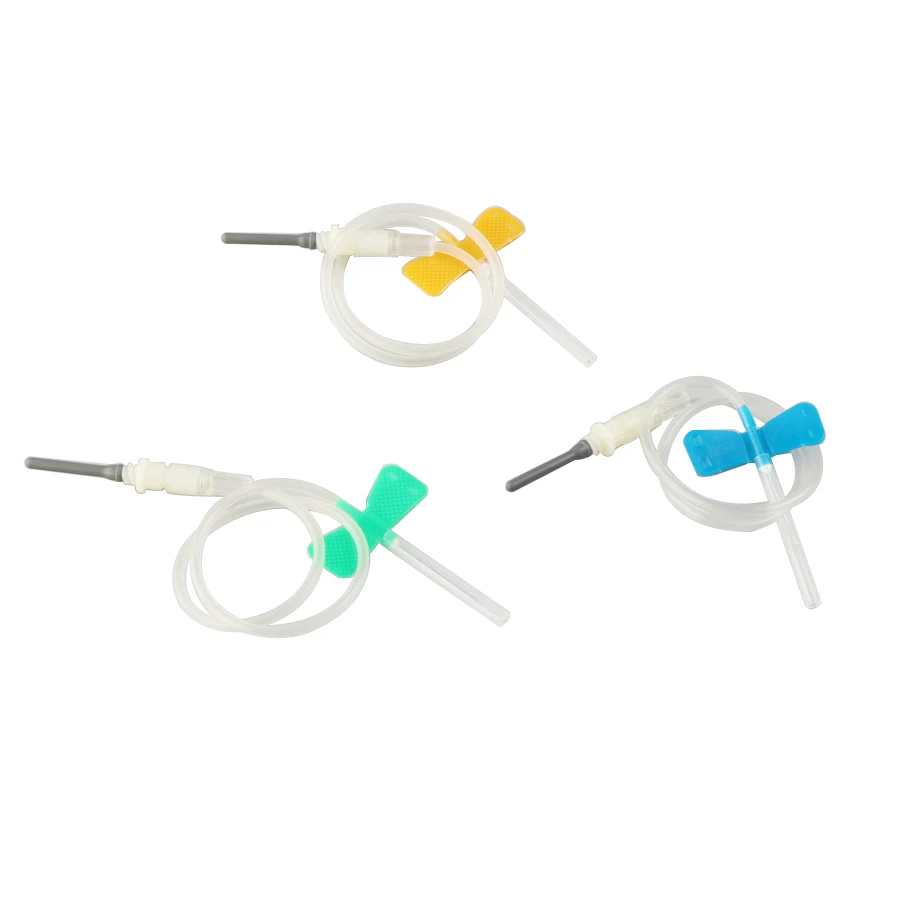 china manufaction single use medical double winged injection vacuum draw blood collection butterfly needles