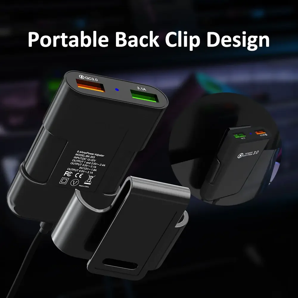 PSDA 1PCS OEM 3.1A Fast charging 4 Ports Quick Charge Mini Cigarette USB Lighter Charger Power Socket For iPhone 15 Car Charger