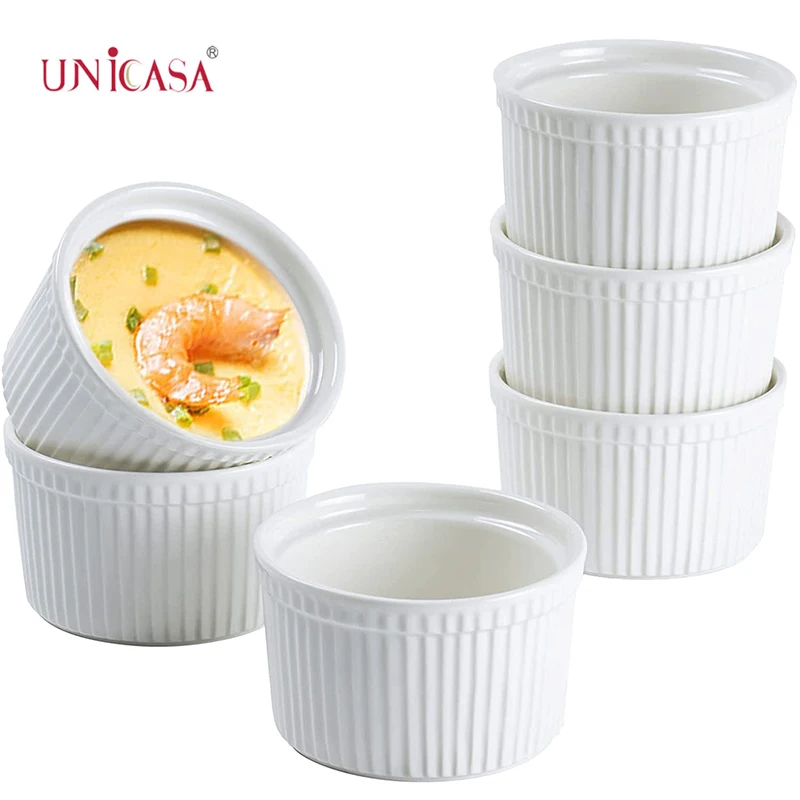 UNICASA 8 унций Ramekins для приготовления крем-брюле фарфоровая печь безопасный классический стиль