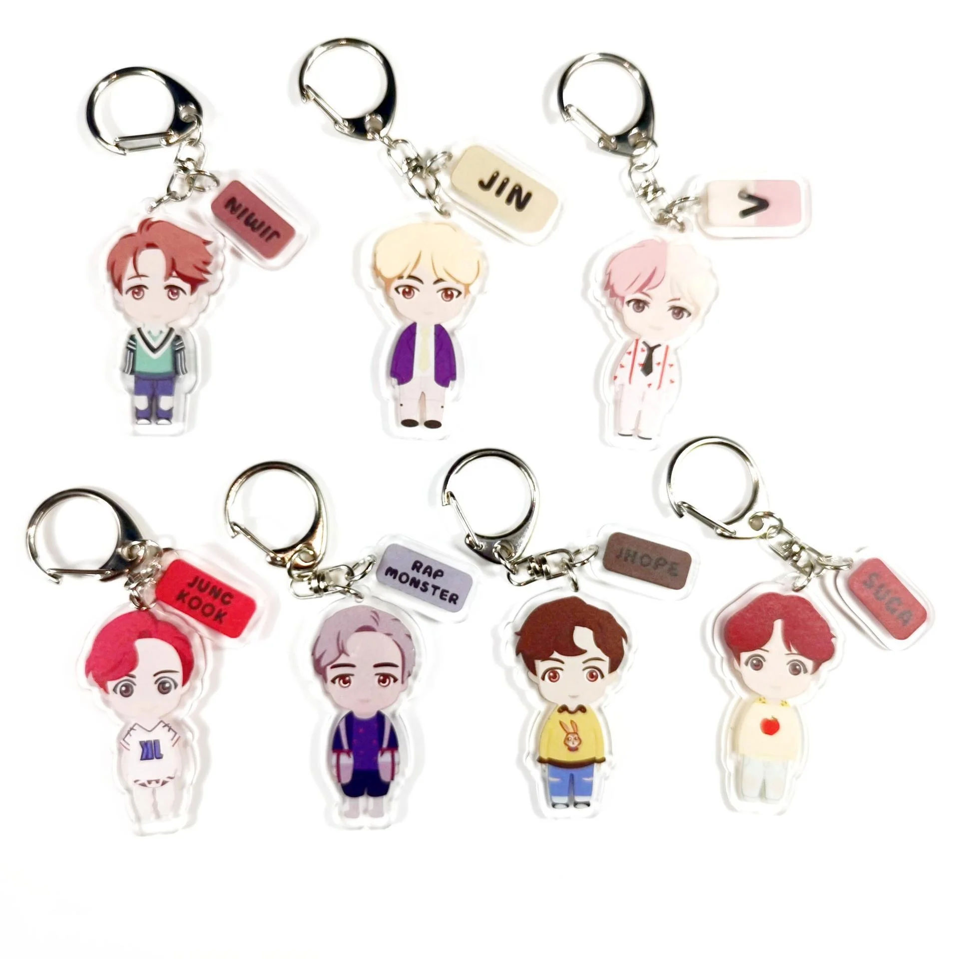 China Supplier High Quality BTS Keychain Custom Image Acrylic Keychain Plastic Keychain