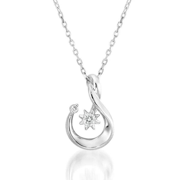 Gemnel 925 sterling silver 18k gold zircon sun and moon necklace for women