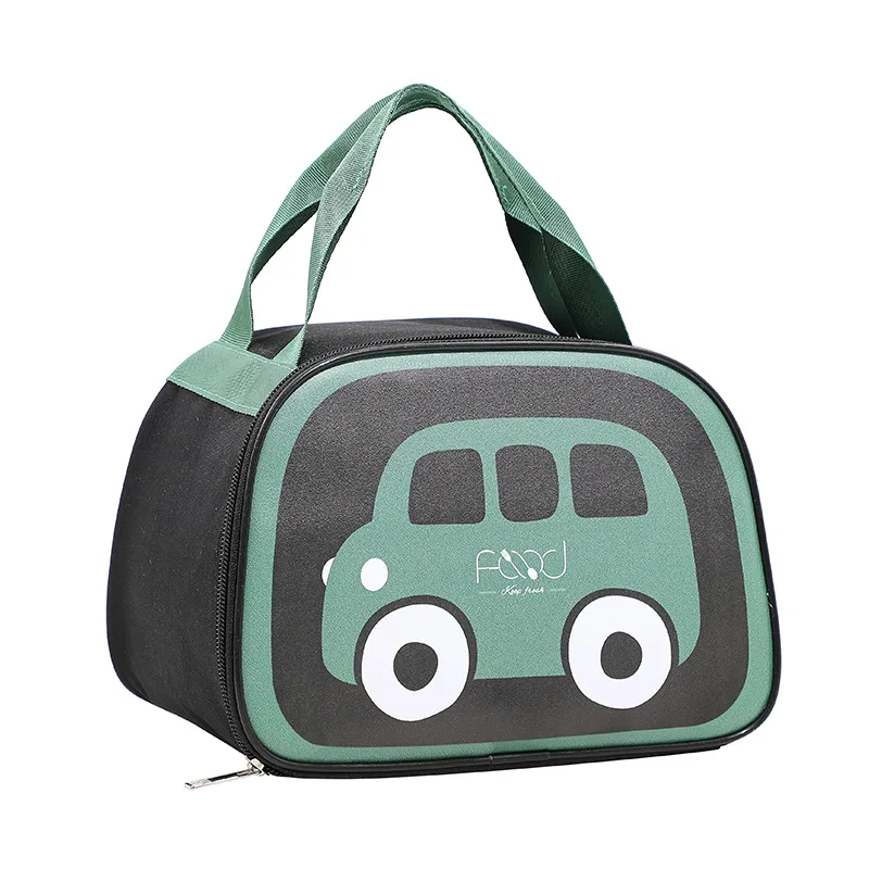 Custom Cute Cartoon Car Design Logo Waterproof Leakproof Aluminum Foil Lining Thermal Insulated Kids Lunch Bag For School Boys