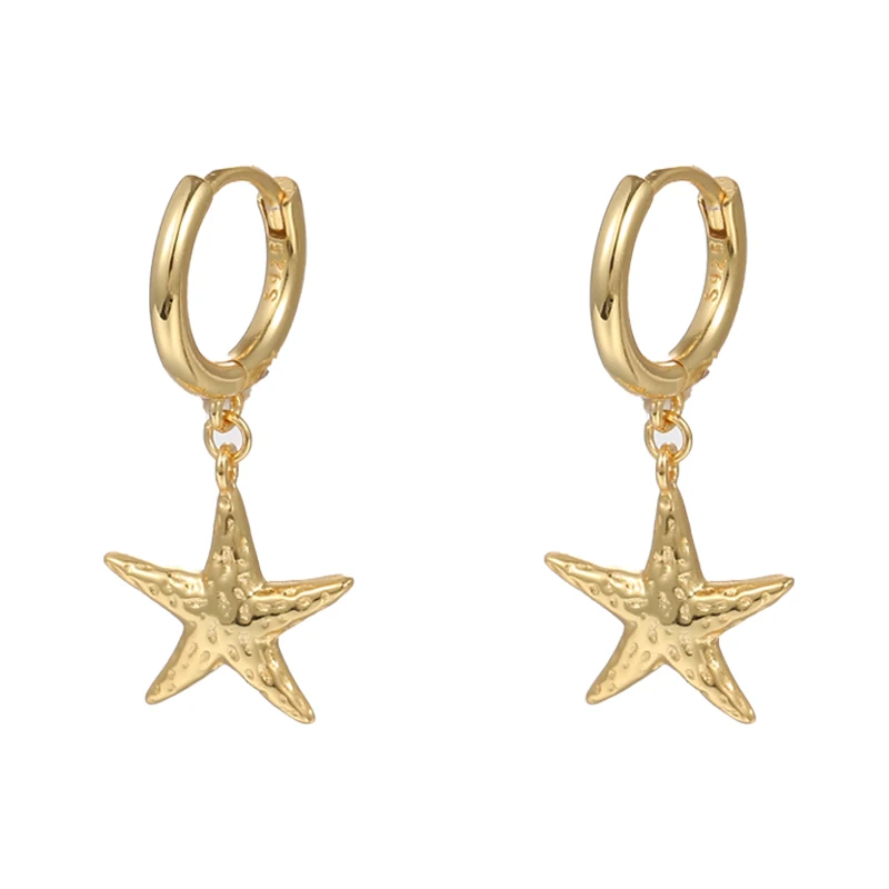 2024 trendy new summer 925 sterling silver jewelry set 18k gold plated sea life starfish earrings necklace for women