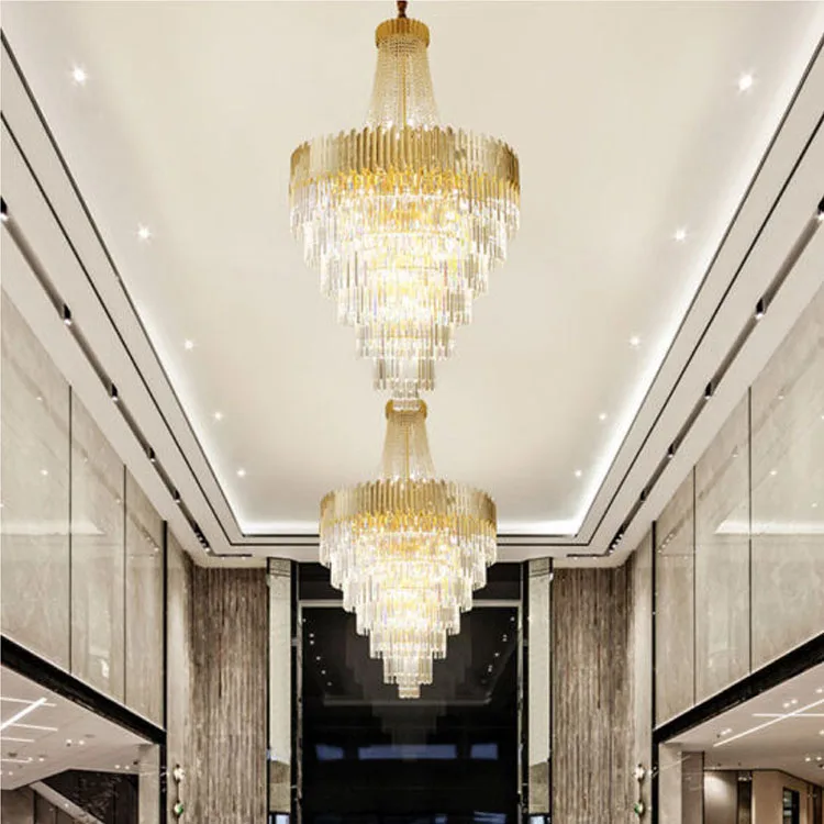 Modern crystal Beaded gold Chandelier Luxury metal round big crystal lamps