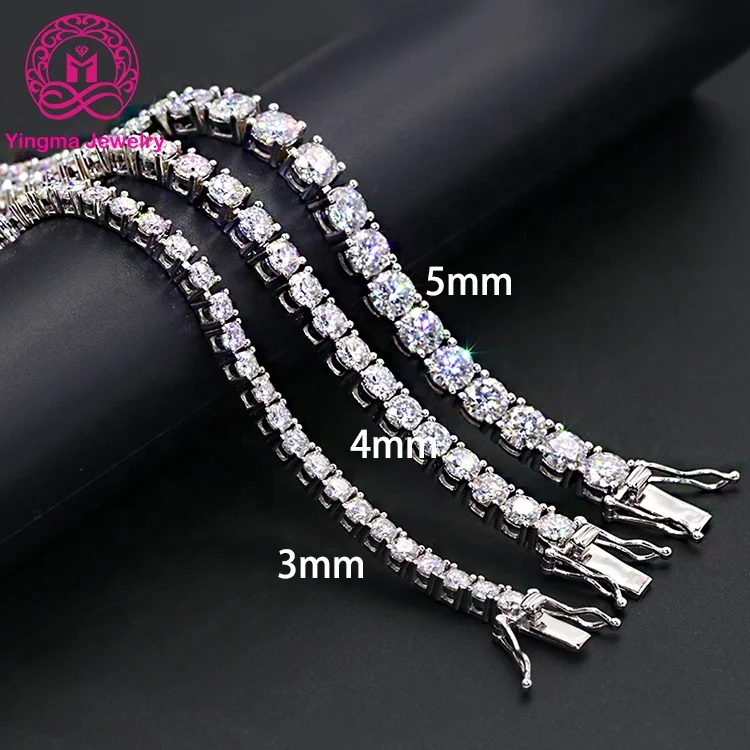 Trendy moissnaite jewelry 925 sterling silver moissanite diamond bracelet 3mm 4mm 5mm moissanite tennis bracelet for men women