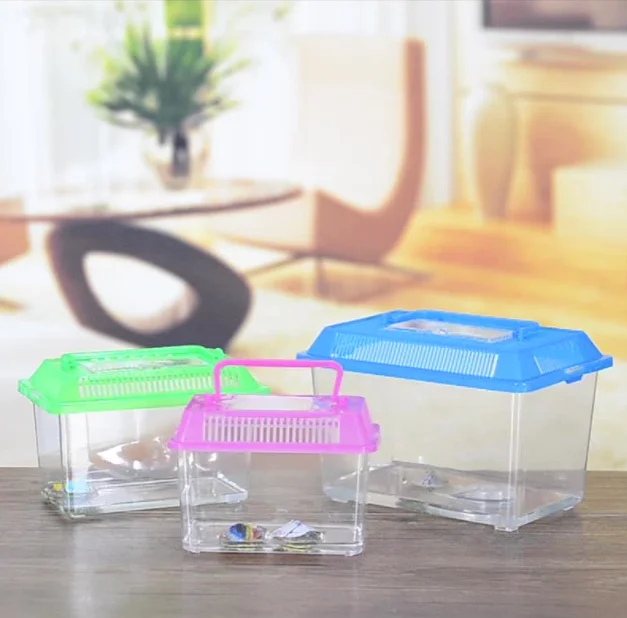 Plastic Turtle Fish Tank Reptile Feeding Pet Box Transport Portable Fish Tank