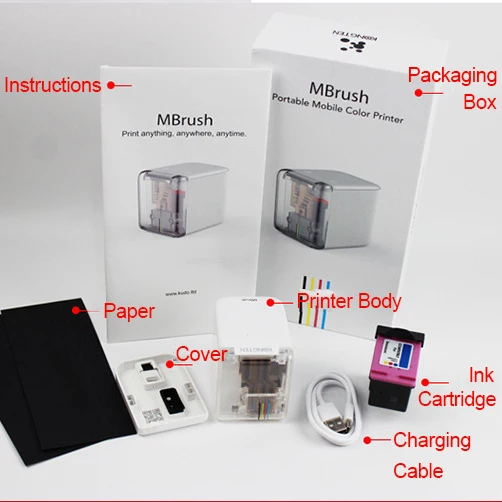  Mbrush Princube-самый маленький в мире мобильный цветной принтер Princube ручной