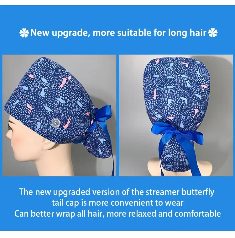 Adjustable Hospital Medical Working Cap Nursing Surgical Nurses Hair Caps Hat For Long Hair Scrub Bonnets