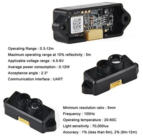 TFminis lidar tof laser range sensor tfmini lidar module for drones and robots