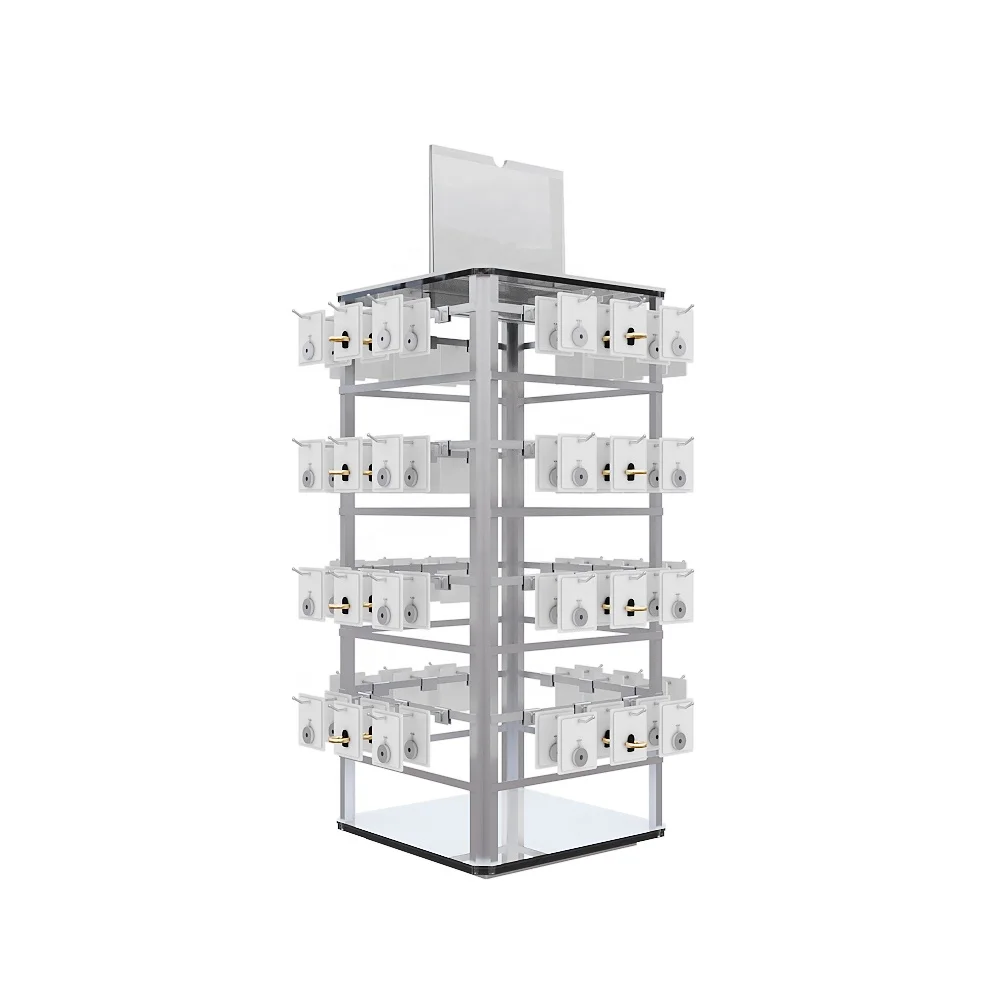 Diy store fixtures nail polish iron rack floor custom revolving rotating jewelry display stand for earing