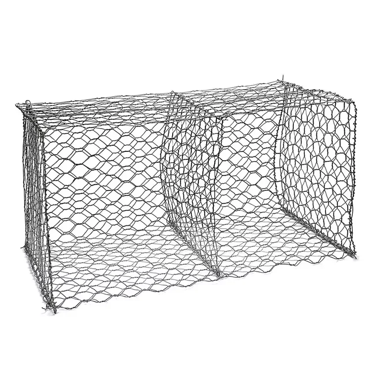 Woven Iron Wire Gabion Mesh Basket Retaining Wall Design With Stone Filled Gabion