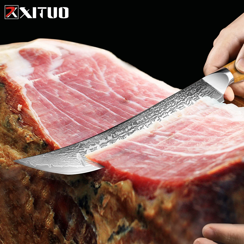 XITUO 10 Inch Slicing Knife Sharp Damascus High Carbon Stainless Steel Long Non-stick Ham Cutter Kitchen Chef Special Tools Hot