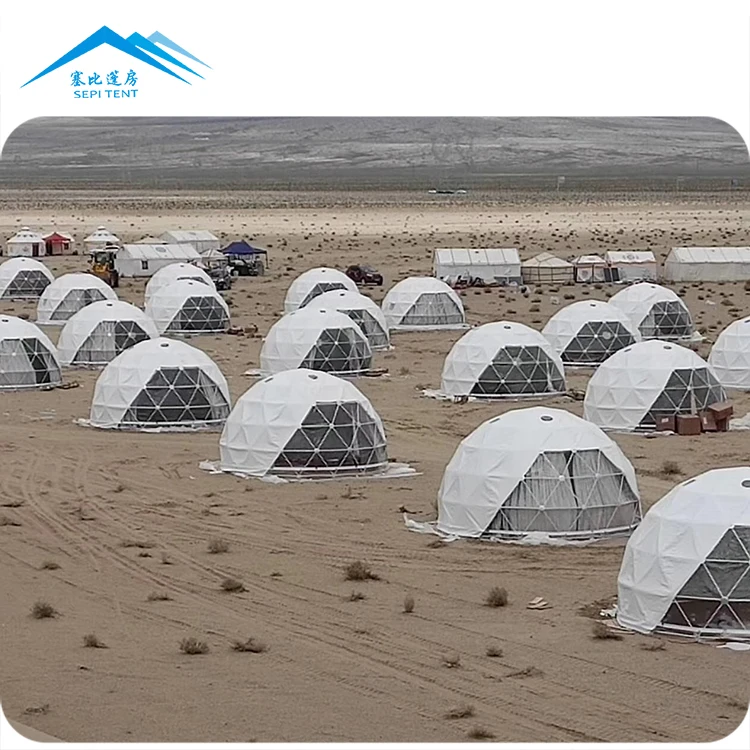 Custom White Round Soundproof Waterproof Outdoor Resort Luxury Camping Hotel Houses Hexagonal Glamping Geodesic Dome Ball Tent