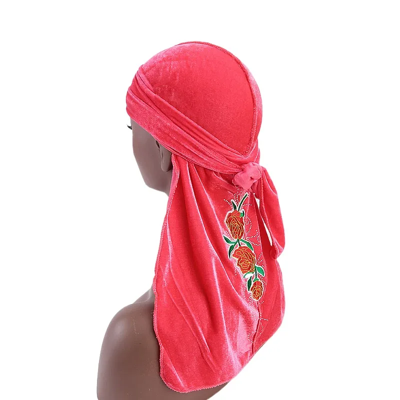 Custom Fashion Men Dragon Pattern Durags Headwrap Headband Black Long Tail Doo Rags Pirate Hat Wave Caps