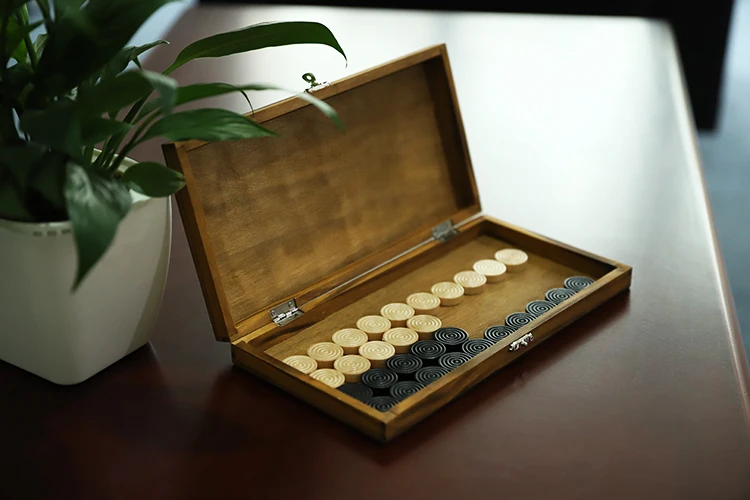 
WAFFLE GAMES Varnished Wooden Checkers With Antique Finish Wooden Draughts 