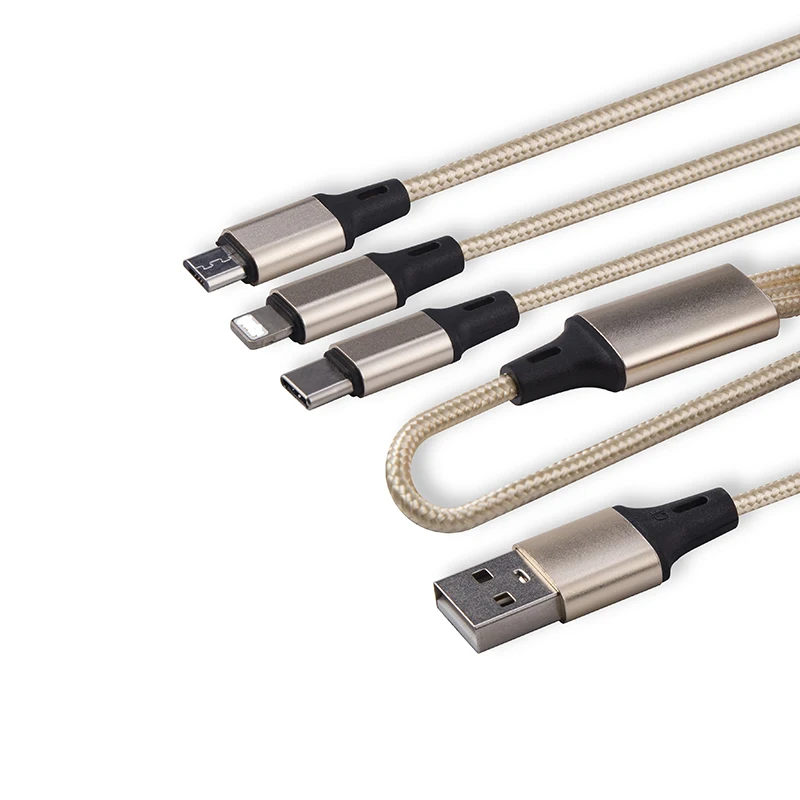 Fast Shipping 1.2m 4ft Nylon Braided Charger Cable 3 in 1 Multi Charging Cable for Cell Phones