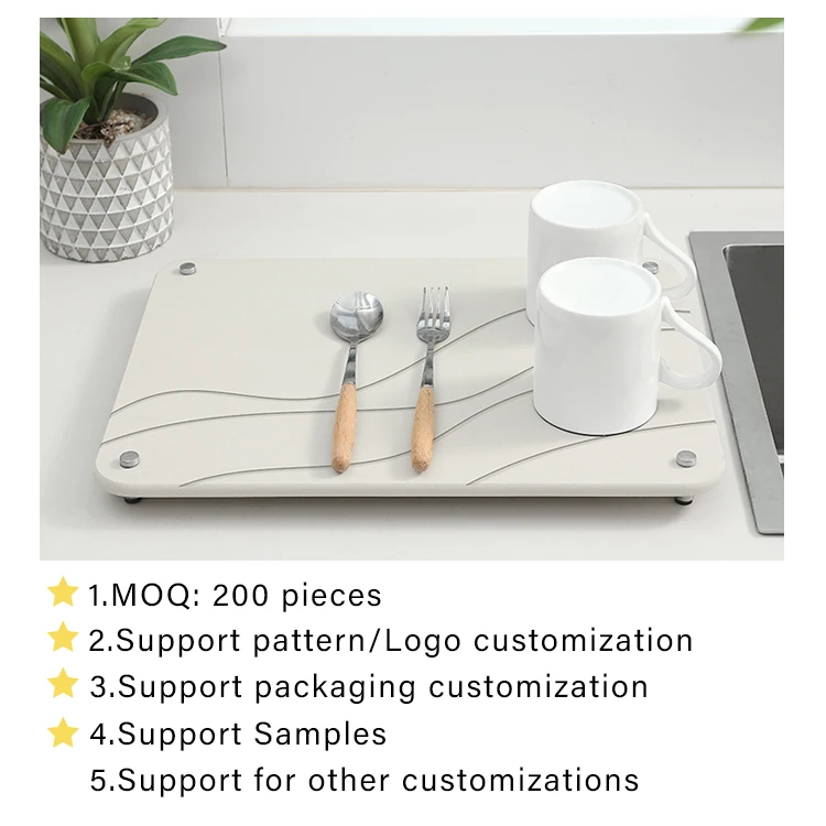 Custom Water Absorbing Stone Drying Mats Multipurpose Quick Dry Stone Dish Drying Mat for Kitchen  Counter