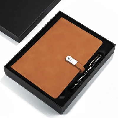 A5 PU Leather Cover Costom Logo Journal Dairy Note Book With Pen Business Notebook Gift Box Set