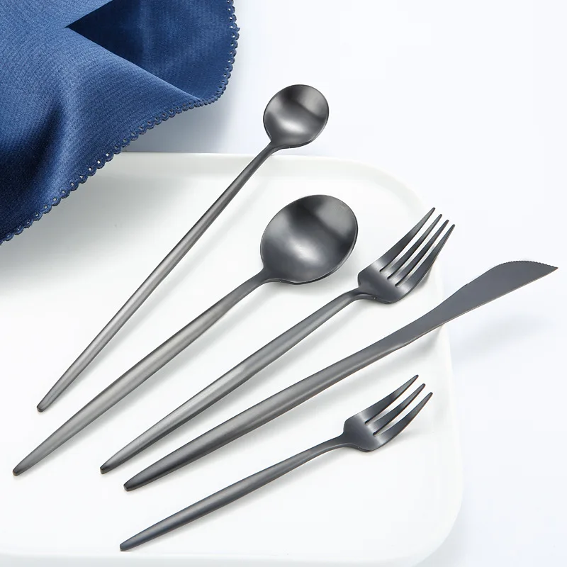 
Royal matte black cutlery stainless steel tableware titanium black silverware for 20 piece sets 