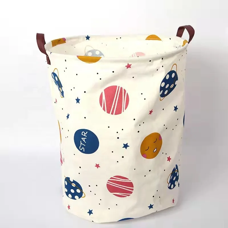 2024 Clothes organizer Laundry basket Outdoor Large Size Toy Storage Bag Foldable Canvas Basket with Handle for Kids Room
