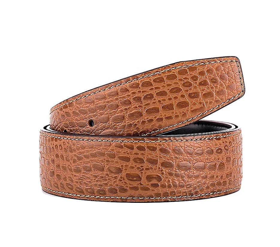 Top Grain 34 28 mm Wide Snake Genuine Leather Belt Strap with Holes No Buckle for Man