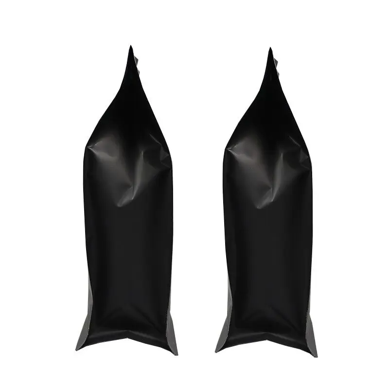 Custom Printed Matt Black Aluminum Foil 125g 250g 340g 500g 1kg 12 oz Plastic Flat Bottom Coffee Packaging Bag With Air Valve