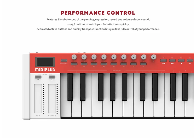 Midiplus Brand Piano Keyboard Dynamic Touch Sensitive Keys with USB 61 Mid Size Controller Simple Synthesizer Electronic Organ