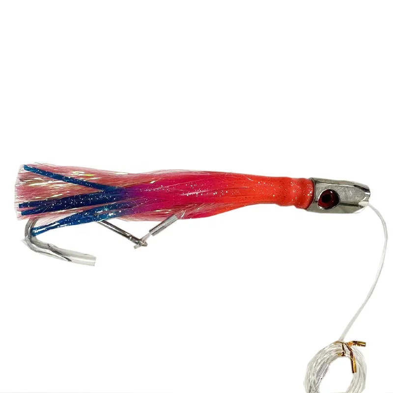 Zinc Alloy Jet Head Marlin Lures Rigged Trolling Lure 9 inch Tuna Lures