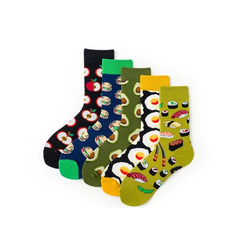 
Fashion Style Hamburger Avocado Antiskid Girls Boys Socks High School Socks Egg Sushi Japanese skateboard Sock 