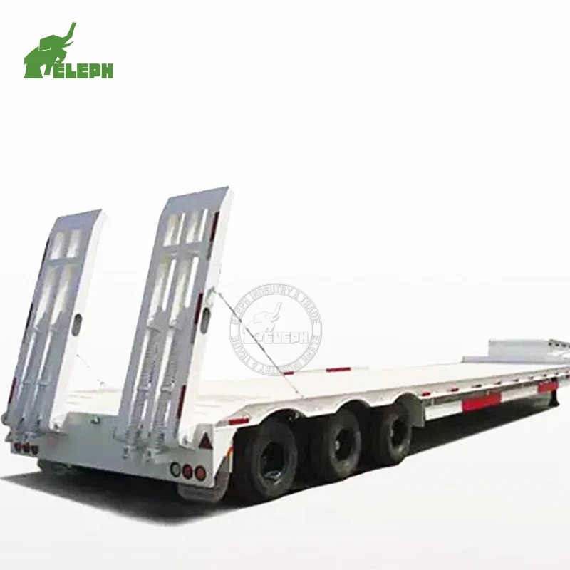 Used Lowboy Trailer Multi Axle Hydraulic 40Ton 60Ton 3 Axle Hydraulic Low Bed Container Semi Trailer With Spare Parts