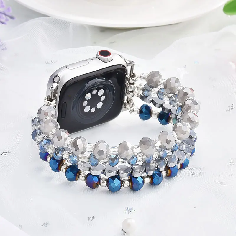 Роскошная бижутерия, 44 мм ремешок для часов, ремешок из агата и жемчуга, роскошный дизайн для смарт-часов Apple