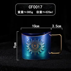 Bone china Elegant  gold evil eye coffee mug