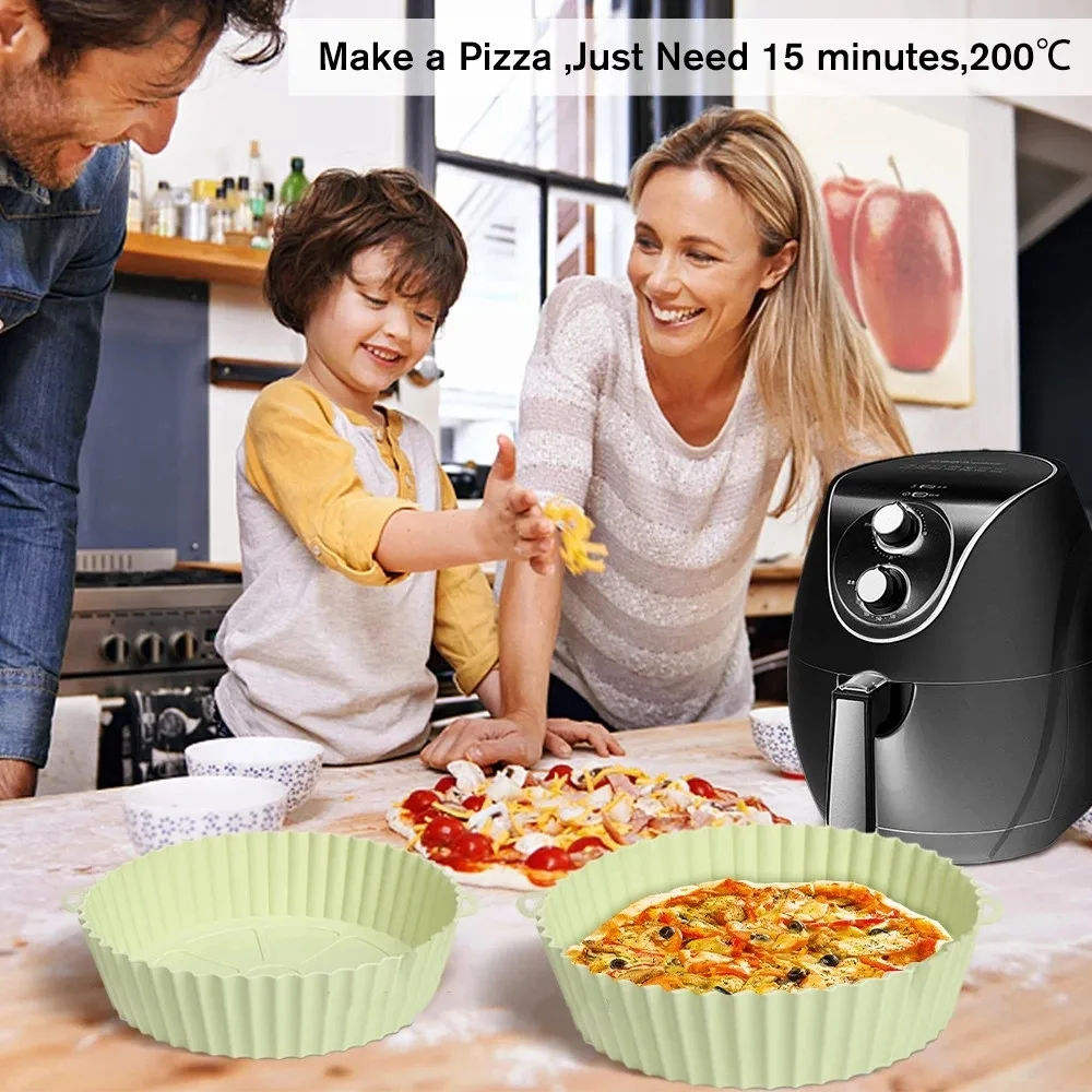 Air Fryer Silicone Pan Reusable Silicone Pot Baking Tray Fried Chicken Pizza Airfryer Baking Paper Easy to Clean Air Fryer Liner