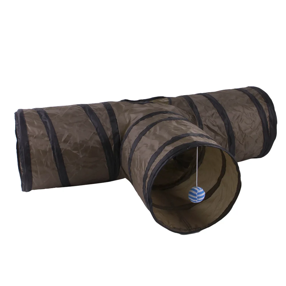 Best seller five-color sounding paper three-way tunnel toy Intelligent cat toy drill bucket foldable cat channel