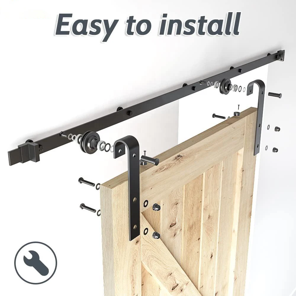 Hidden Concealed Wardrobe Cabinet Barn Door Rail Track Roller Set Heavy Duty Rustic Sliding Barn Door Hardware