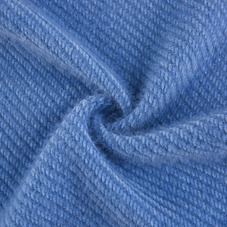 Customized colors twill fabric 74%POLY 26%NYLON 455GSM heavy weight Chenille two face knitting twill fabric for garments