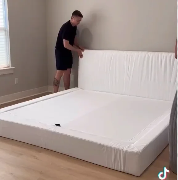 Simple Clean Comfortable Soft Floor White No Assembly Folding Easy Transport Foam Soft Bed Frame