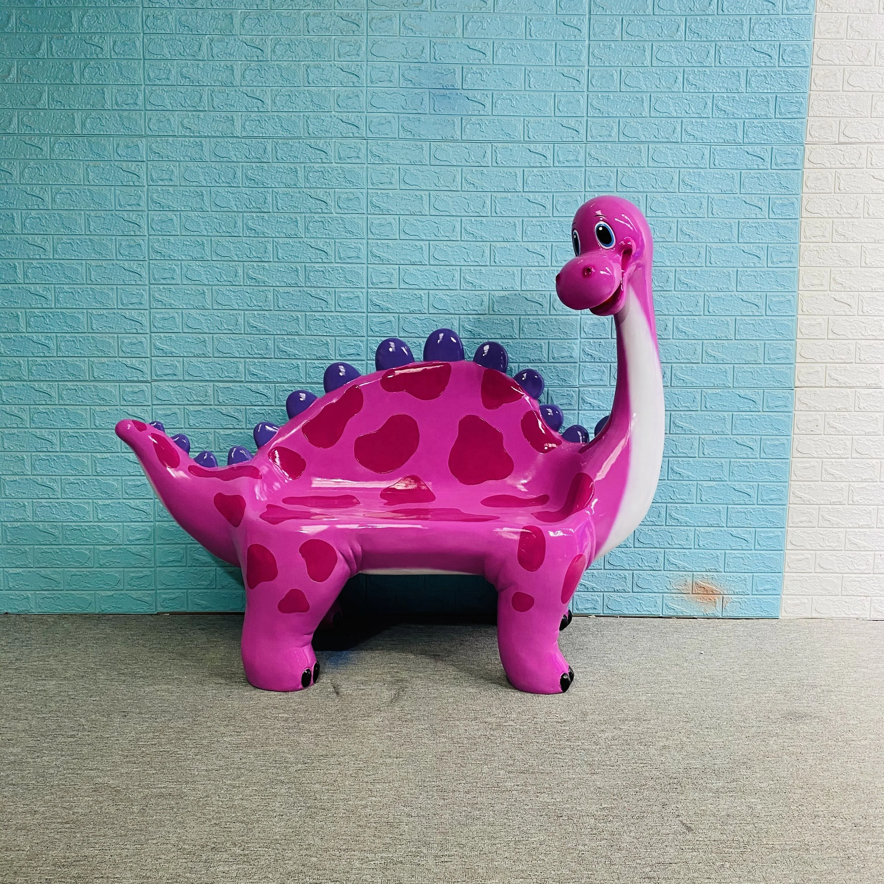 Outdoor Theme Park Fiberglass Sculpture Dinosaur Chair For Kids