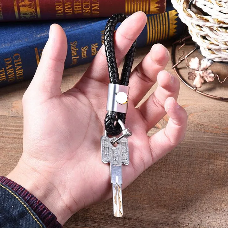 Universal car key Chain Leather Alloy car key ring for Lincoln Mazda Hyundai Fiat Cadillac Lexus Mitsubishi Buick Citroen