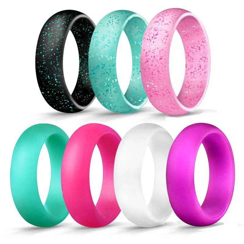 Wholesale custom sport rubber silicon rings wedding bands black men silicone wedding ring for men women