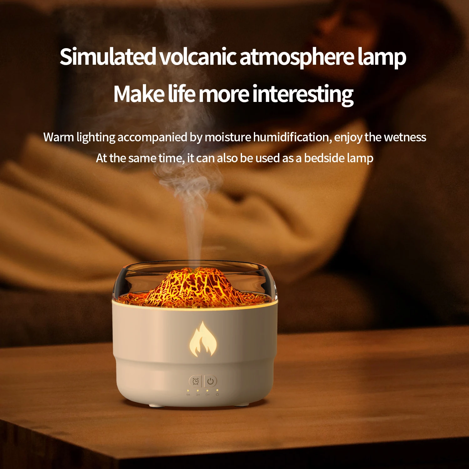 Colorful Flame Humidifier Home Usb Simulation Volcano Atomizer Large Capacity Humidifier